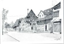 8952 Schlieren - Zeichnung, Dorfpartie