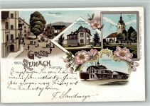 5734 Reinach AG 1902 BOAKC Bahnhof Kirche Bärenplatz Lithographie