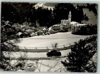 7450 Tiefencastel Foto AK Julierroute Winter Schnee Kirche Auto