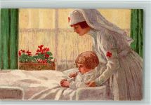 sign Beurmann -1921 Krankenschwester, Rotes Kreuz Bundesfeier Ganzsachen Schweiz Künstlerkarte