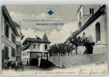 2024 St-Aubin NE 1904 Lithographie Hotel Kirche Apotheke
