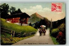 1865 Les Diablerets Ormont-Dessus 1910 - Paysage Suisse Postkutsche Ort handschriftlich