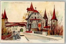 2560 Nidau 1921 Lithographie Schloss Nidau