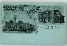 8000 Zürich Lithographie Neue Tonhalle Theater