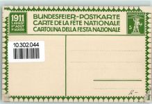 AK 1911 sign. Dunk Bundesfeier Ganzsachen Schweiz Gebrauchsspuren