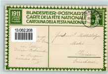 Karte von 1911 - gute Erhaltung Bundesfeier Ganzsachen Schweiz Lithographie / Künstlerkarte