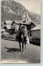 1983 Evolène - Bauer mit Kind auf dem Pferd