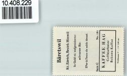 8344 Bäretswil - Vignette Wappen Kaffee Hag ca 1920-1940 Bär