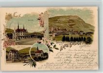 6410 Goldau 1899 BOAKC Lithographie Bahnhof Hotel Steiner Kirche Verlag Künzli Nr 1955