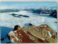 6010 Pilatus Kulm - mit Nebelmeer über dem Vierwaldstättersee Bürgenstock und die Alpen
