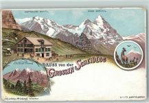 Grosse Scheidegg Gebrauchsspuren Wetterhorn Eiger Lithographie Verlag Schlumpf Nr. 178