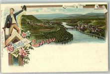 8193 Eglisau Lithographie Wanderer Viadukt