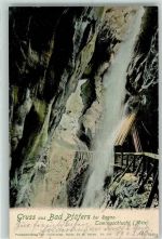 7312 Pfäfers Lithographie 1903 Mitte der Taminaschlucht