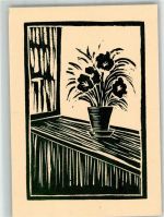 8000 Zürich Künstlerkarte Originalschnitt Linolschnitt Arbeitsstube für körperbehinderte Frauen