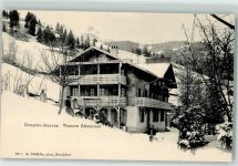 1860 Aigle - Pension Alpenrose Winter Schnee Kind Schlitten Ormont Dessous Dessus