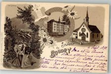2017 Boudry 1898 Gebrauchsspuren Kirche Lithographie