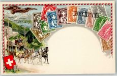 Adler Briefmarken Postkutsche Schweiz Prägedruck