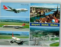 8302 Kloten Foto AK Flugzeuge Boeing 747-300 Douglas DC 9 Airbus A 310 Fliegeraufnahme des Flughafens