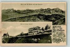 St. Anton Pass 1911 - Blick von St. Anton auf den Säntis Hotel Kurhaus Alpenhof Edelweiss