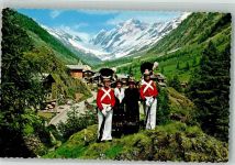 3919 Blatten Lötschen Foto AK Tracht Uniform Hergottsgrenadiere