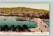 8000 Zürich - Schützenfest 1907 - Quaibrücke , Straßenbahn AK