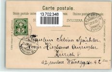 8703 Erlenbach ZH 1900 BOAKC Lithographie Kirche Haus Geschwister Stiefel Bahnhof Verlag Künzli Nr 867