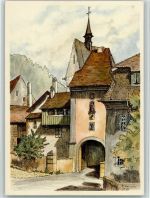 2882 St-Ursanne Künstlerkarte Pruntrutertor Werbung Saridon Sedulon Roche sign. Keine AK