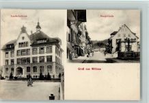 6130 Willisau 1919 - Hauptstrasse mit Brunnen , Landschulhaus, gute Erhaltung AK