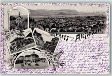 9450 Altstätten SG 1898 Lithographie Forstkapelle Bahnhof Hotel Drei König Marktgasse