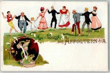 3416 Affoltern im Emmental Gebrauchsspuren Tanz Frösche Bad Tiere vermenschlicht Lithographie