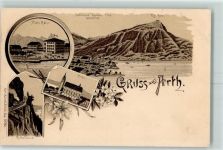 6415 Arth Gebrauchsspuren Hotel Adler Kräbelwand Rigibahn First Rothenfluh Rigi-Kulm Kirche Kräbelwand Lithographie