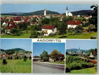 8355 Aadorf Foto AK Kirche Bahnhof Hotel