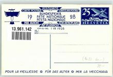 Flugpost Bundesfeier 1928 für das Alter sign. E. Beurmann Bundesfeier Ganzsachen Schweiz Künstlerkarte