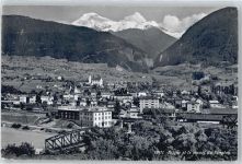 3900 Brig Simplon Kulm - Fluss Brücke Berg Feld Haus Baum