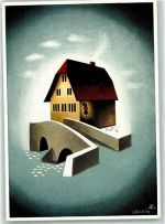 4302 Augst BL Künstlersteindruck Gasthaus zum Rößli sign. Leupin