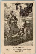 1914 Künstlerkarte sign Schwarz Occupation des Frontiers 1914 Helvetia Feldpost WK I Schützenbatl. Nr. 5 AK