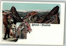 Pilatus Lithographie Bergbahn Pliatusbahn Förster Jäger Edelweiß