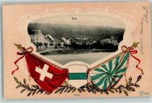 6300 Zug Zugo 1904 Prägedruck Fahne Wappen Lithographie
