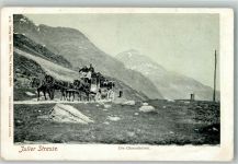 7513 Silvaplana Foto AK Postkutsche Julier Straße Cäsarsäulen