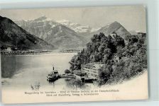 3852 Ringgenberg BE 1906 - bei Interlaken Hotel et Pension Seeburg an der Dampfschifflände Blick auf Abendberg Sulegg und Schwalmeren