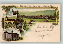 2126 Les Verrières 1904 BOAKC Lithographie College Eglise