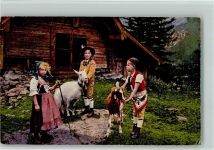 1918 - Ziegen auf der Alm - Appenzeller Trachten