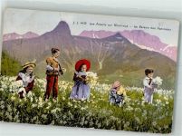 1833 Les Avants 1906 Foto AK Tracht La Saisin des Narcisses