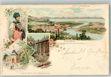 9424 Rheineck 1899 Lithographie Drahtseilbahn nach Walzenhausen Tracht Gebr. Künzli Dep. Nr. 387