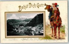 4437 Waldenburg Prägedruck Behüt Dich Gott Lithographie