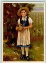 8000 Zürich Künstlerkarte Mädchen Weintrauben sign. Gorrenscheen