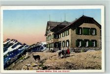 9057 Weissbad 1910 - Gasthaus Schäfler Blick zum Altmann Ziege