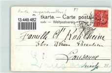 6900 Paradiso 1907 Lithographie Hotel Europe Seitenraddampfer Karte angeschnitten