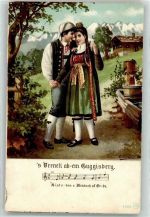 3158 Guggisberg 1905 Lieder AK Liebespaar Tracht
