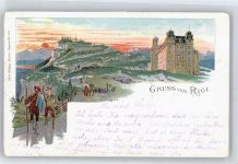 6410 Rigi Kulm Lithographie Sonnen AK